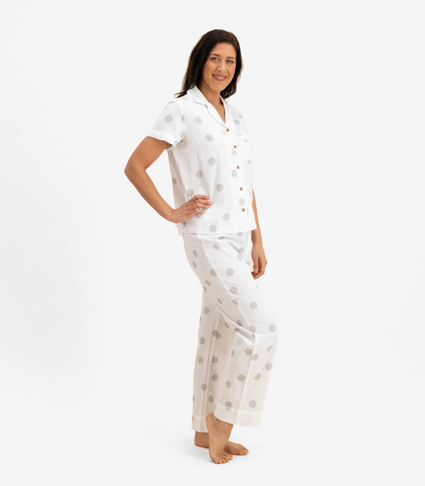 Women's Classic Cotton White Sateen Pyjamas
