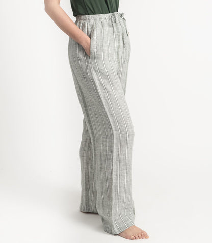 Bhumi Organic Cotton - Linen Pant - Bronze Green Stripe