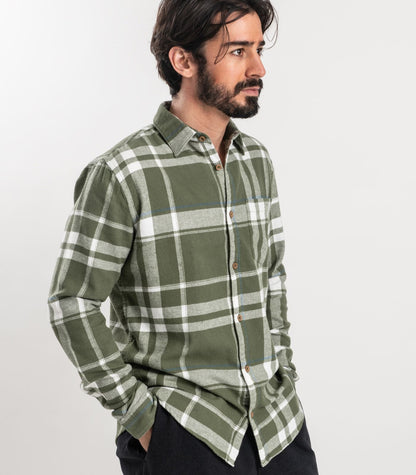 Bhumi Organic Cotton - Flannelette Shirt - Bronze Green Plaid