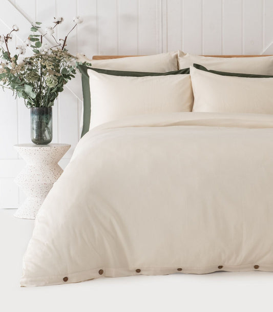 Bhumi Organic Cotton - Sateen Plain Duvet Cover - Ivory