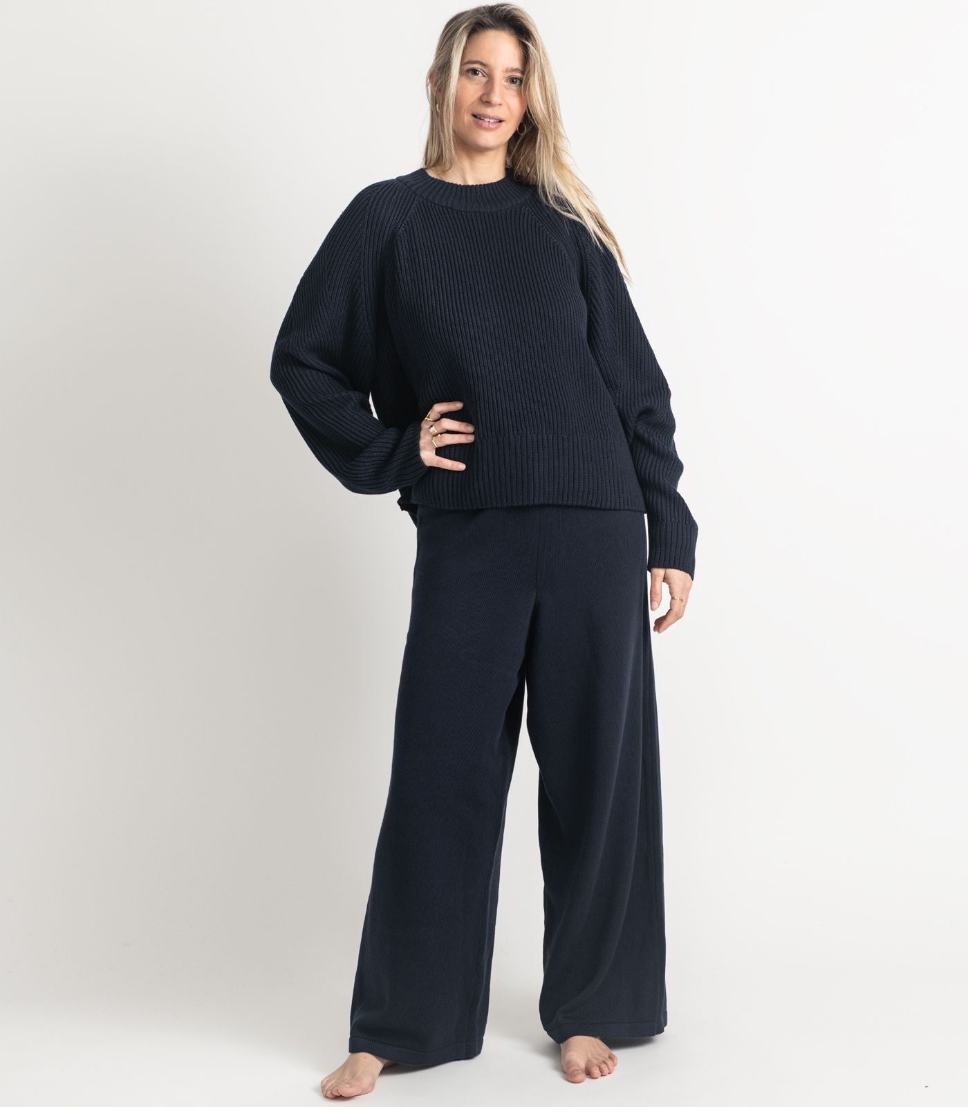 Bhumi Organic Cotton - Rib Knit Jumper - Navy