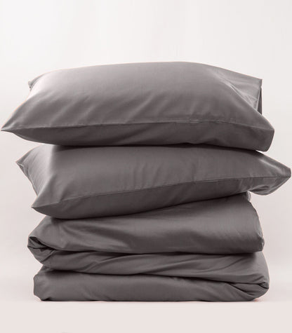 Bhumi Organic Cotton - Sateen Plain Duvet Cover - Silver Grey