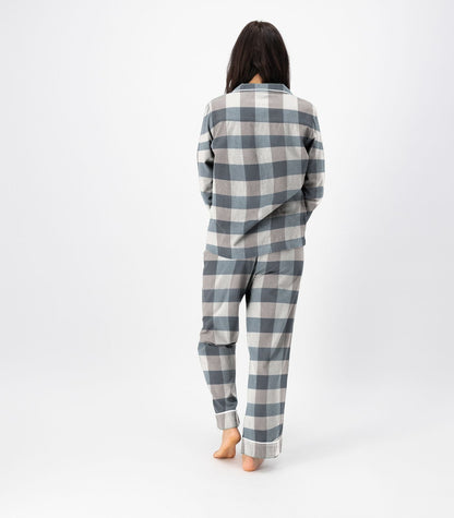 Bhumi Organic Cotton - Flannelette Long PJ Set - Check - Powder Blue Check