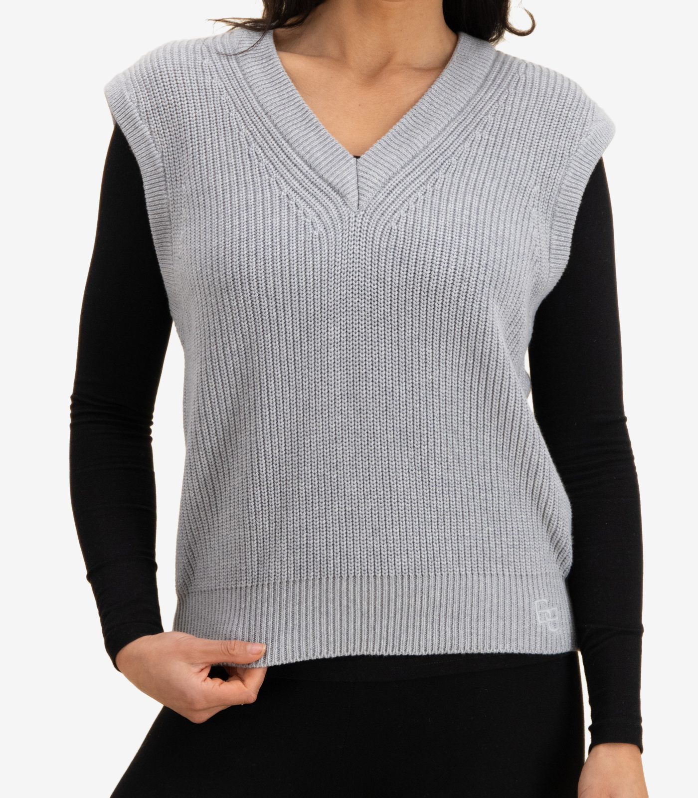 Bhumi Organic Cotton - Knitted V Neck Vest - Grey