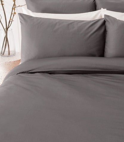 Bhumi Organic Cotton - Sateen Plain Duvet Cover - Silver Grey