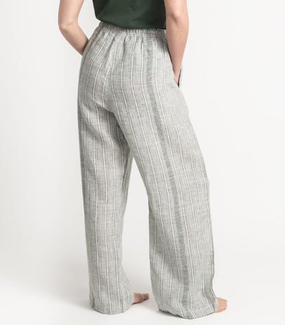 Bhumi Organic Cotton - Linen Pant - Bronze Green Stripe