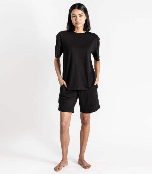 Bhumi Organic Cotton -Jersey Knit Short PJ Set - Black