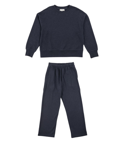 Bhumi Organic Cotton - Sweatshirt and Wide Leg Pant - Fleece Pack - Navy Melange
