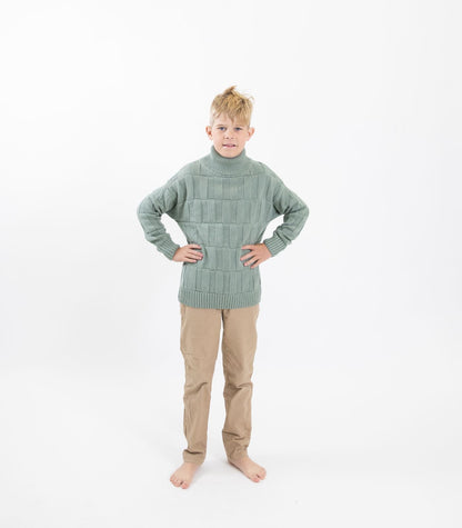 Bhumi Organic Cotton - Kids High Neck Sweater - Mint