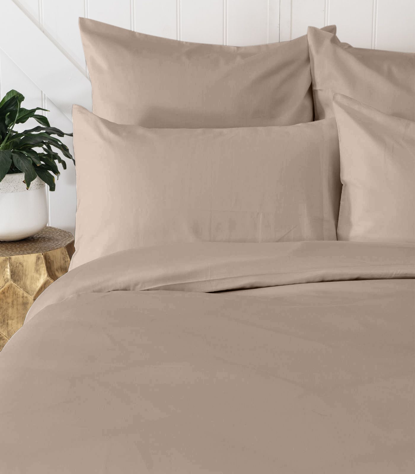 Bhumi Organic Cotton - Percale Plain Duvet Cover - Golden Taupe