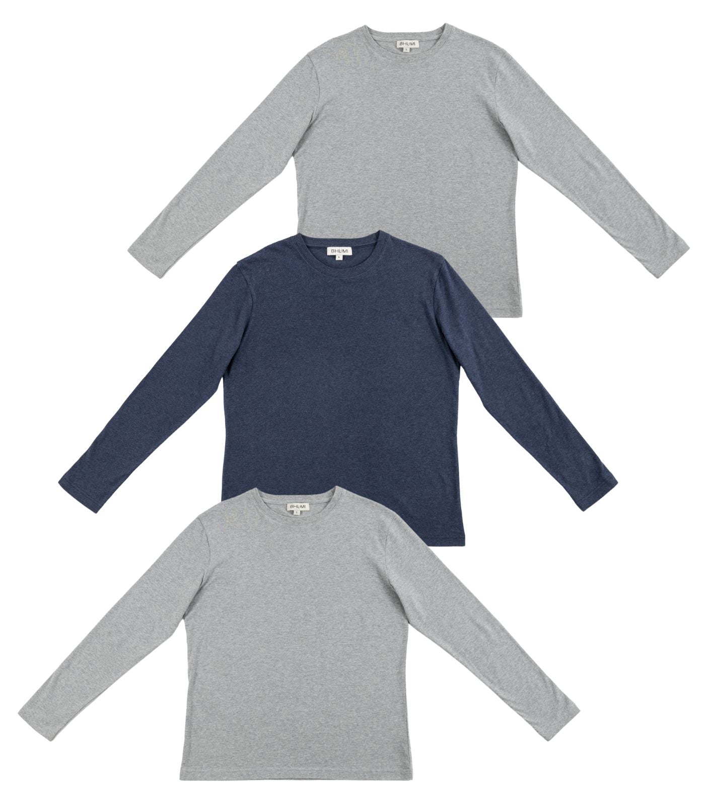 Bhumi Organic Cotton - Men’s Basic Long Sleeve Top (3 Pack)