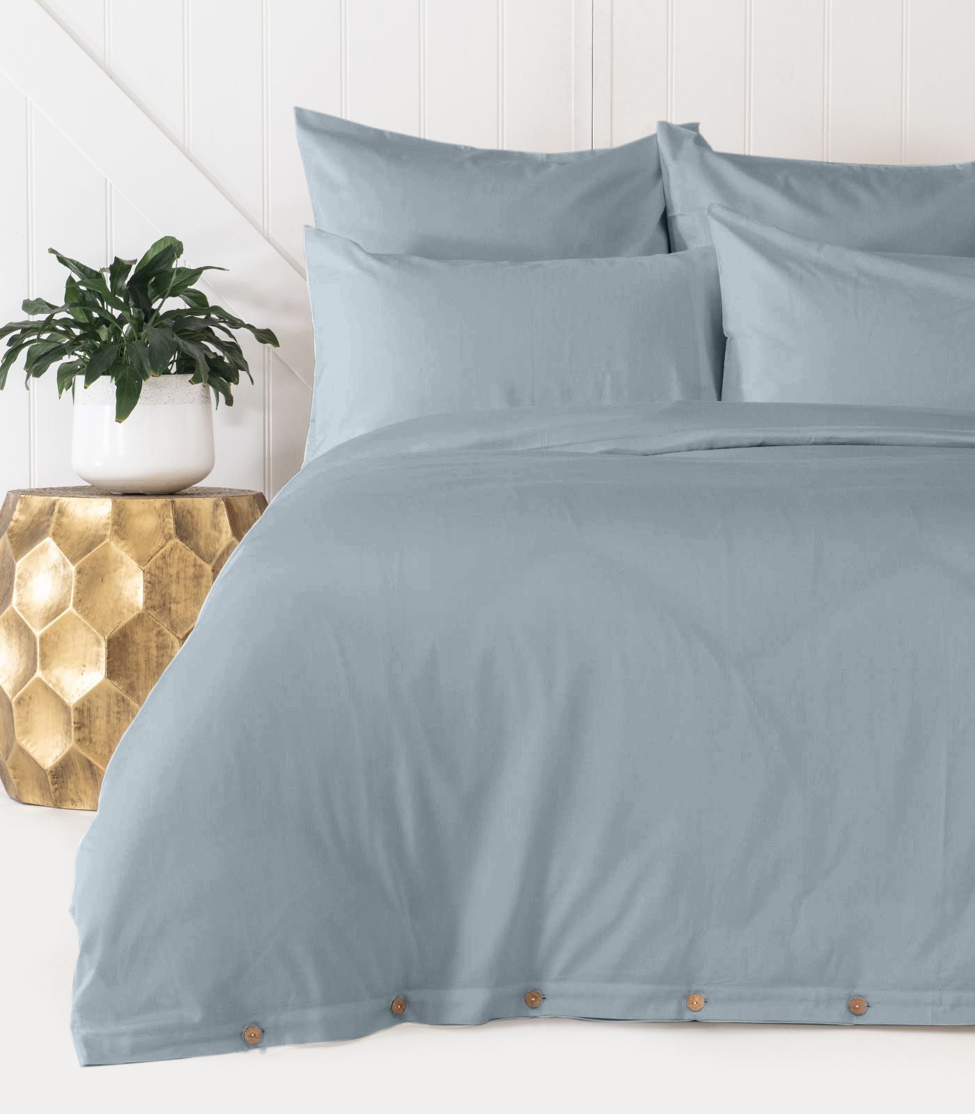 Bhumi Organic Cotton - Percale Plain Duvet Cover - Powder Blue