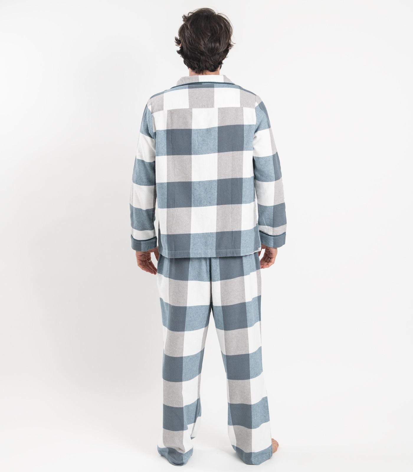 Bhumi Organic Cotton - Men's Flannelette PJ Set - Powder Blue Check