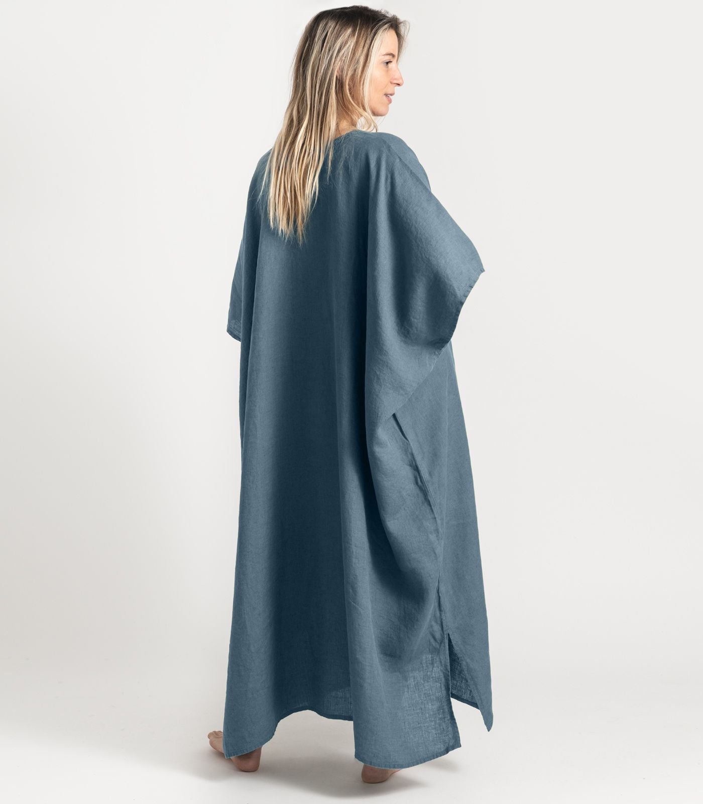 Bhumi Organic Cotton - Linen Kaftan - Indian Teal