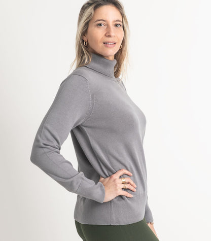 Bhumi Organic Cotton - Fine Knit Turtleneck Jumper - Titanium