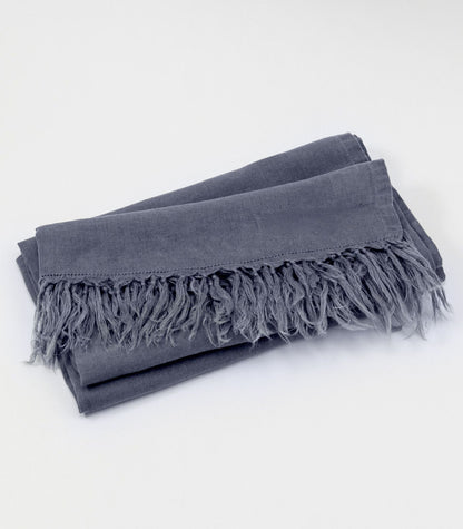 Bhumi Organic Cotton- Linen Throw - Metallic Blue