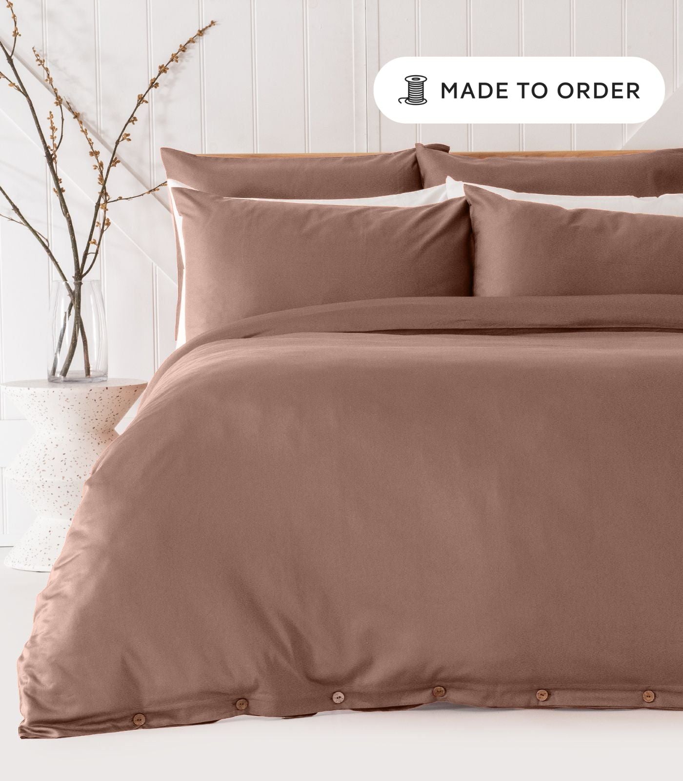 Bhumi Organic Cotton - Sateen Plain Quilt Cover - Dusty Rose