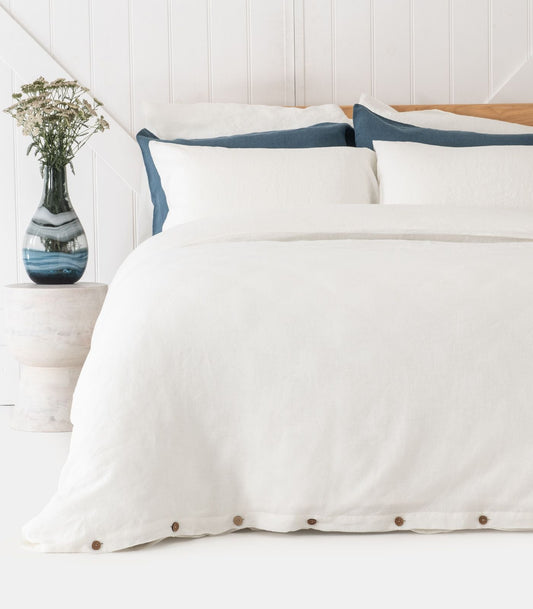 Bhumi Organic Cotton - Linen Plain Duvet Cover Set - White