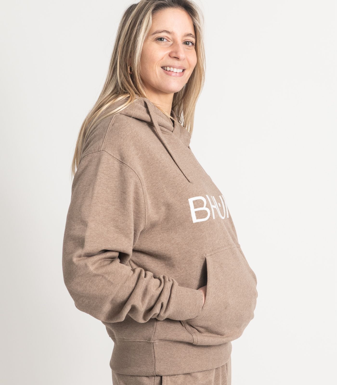 Bhumi Organic Cotton - Hoodie - Logo - Taupe Melange