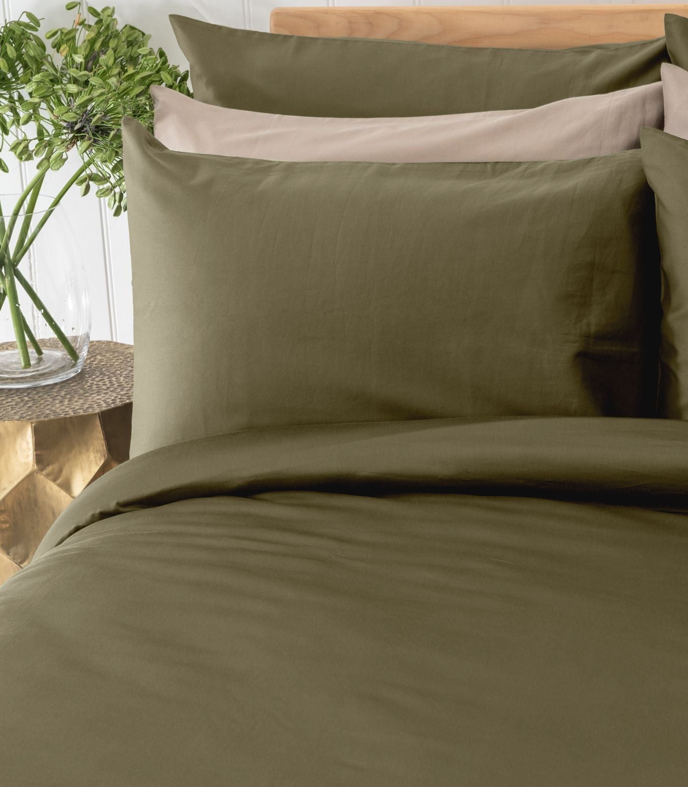 Bhumi Organic Cotton - Sateen Plain Quilt Cover - Martini Olive