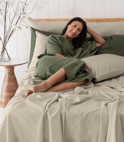 Bhumi Organic Cotton - Sateen Sheet Set - Made To Order - Oatmeal