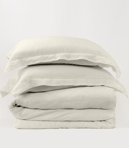 Bhumi Organic Cotton - Linen Plain Quilt Cover Set - Ice