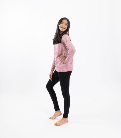 Bhumi Organic Cotton - Kids High Neck Sweater - Rose
