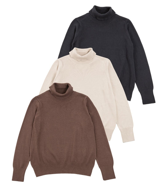 Bhumi Organic Cotton - Fine Knit Turtleneck Jumper (3 pack)