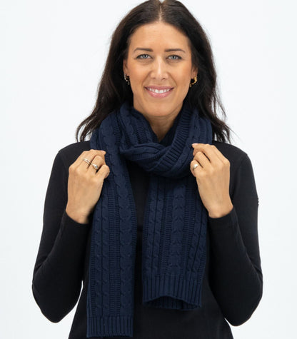 Bhumi Organic Cotton - Cable Knit Scarf - Navy