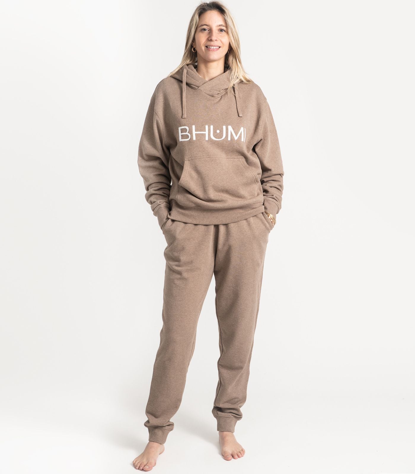 Bhumi Organic Cotton - Hoodie - Logo - Taupe Melange