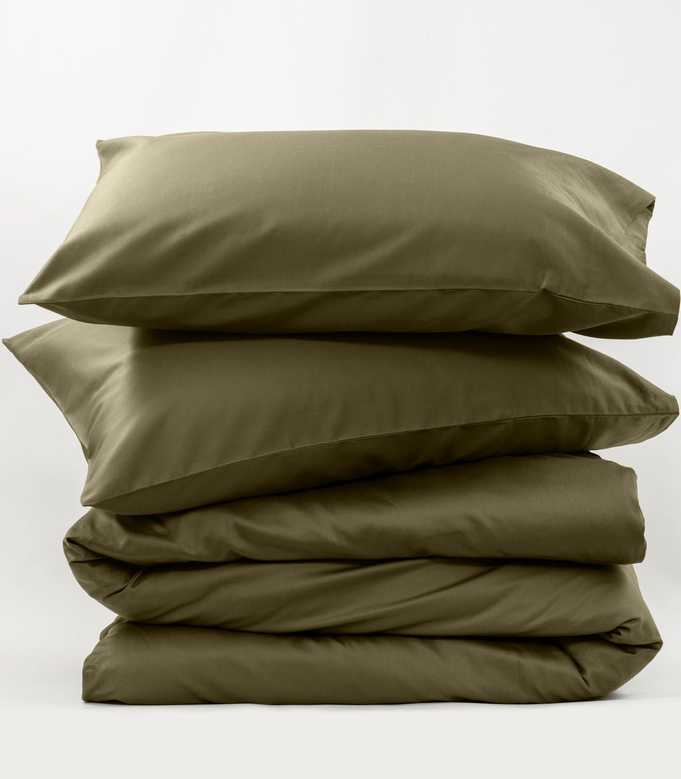 Bhumi Organic Cotton - Sateen Plain Duvet Cover - Olive