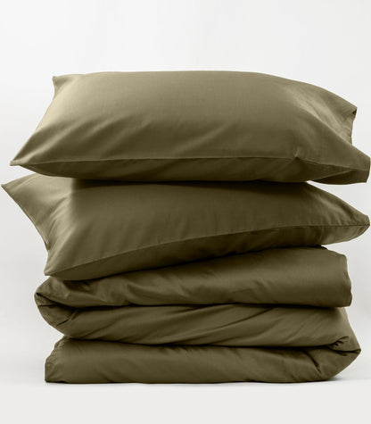 Bhumi Organic Cotton - Sateen Plain Duvet Cover - Martini Olive