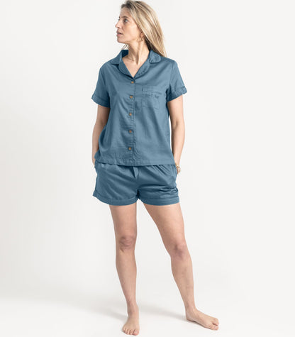 Bhumi Organic Cotton - Sateen Short PJ Set - Indian Teal