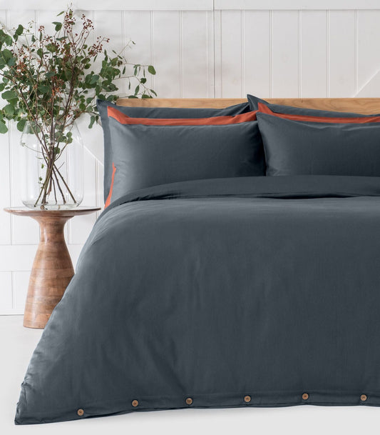 Bhumi Organic Cotton - Sateen Plain Duvet Cover - Orion Blue