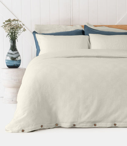 Bhumi Organic Cotton - Linen Plain Quilt Cover Set - Ice