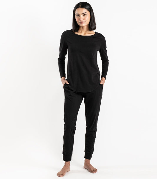 Bhumi Organic Cotton - Jersey Knit Long PJ Set - Black