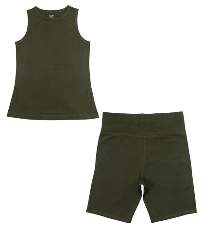 Bhumi Organic Cotton - Bike Short & Tank Top - Kombu Green