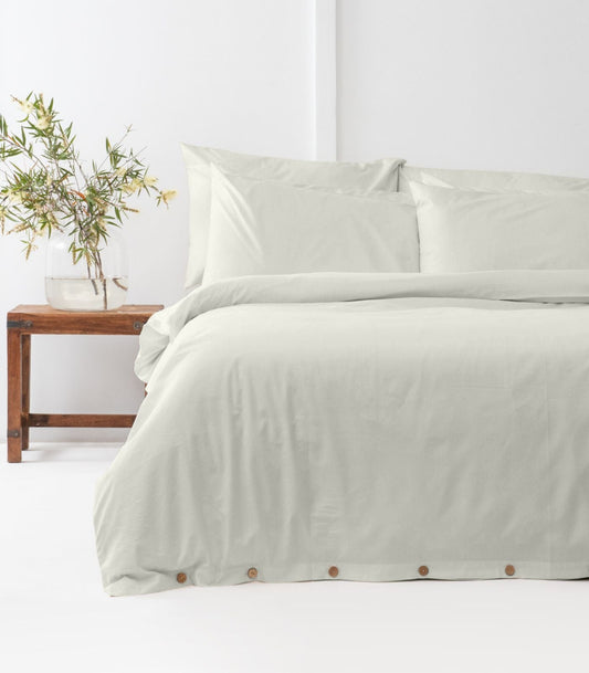 Bhumi Organic Cotton - Sateen Plain Quilt Cover - Ice