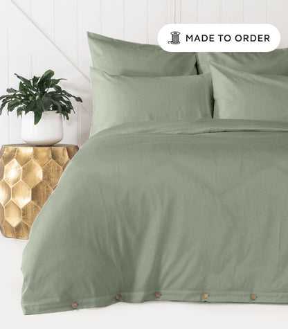 Bhumi Organic Cotton - Sateen Plain Quilt Cover - Sage