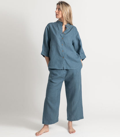 Bhumi Organic Cotton - Linen 3/4 Pj Set - Indian Teal