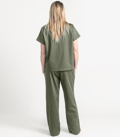 Bhumi Organic Cotton - Sateen Short Sleeve PJ Set - Bronze Green