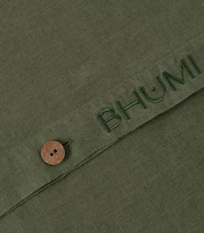 Bhumi Organic Cotton - Linen Plain Duvet Cover Set - Bronze Green