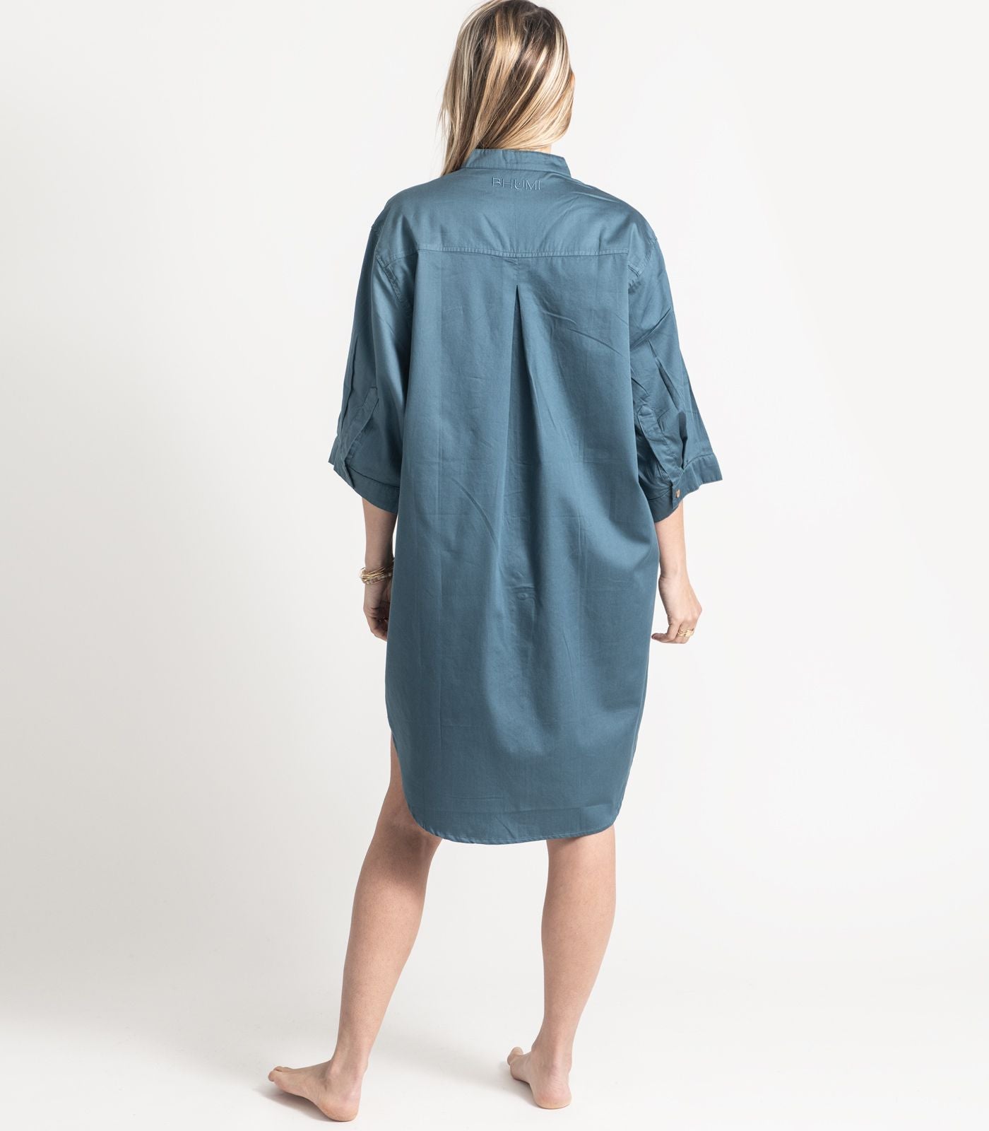 Bhumi Organic Cotton - Sateen Night Shirt - Indian Teal