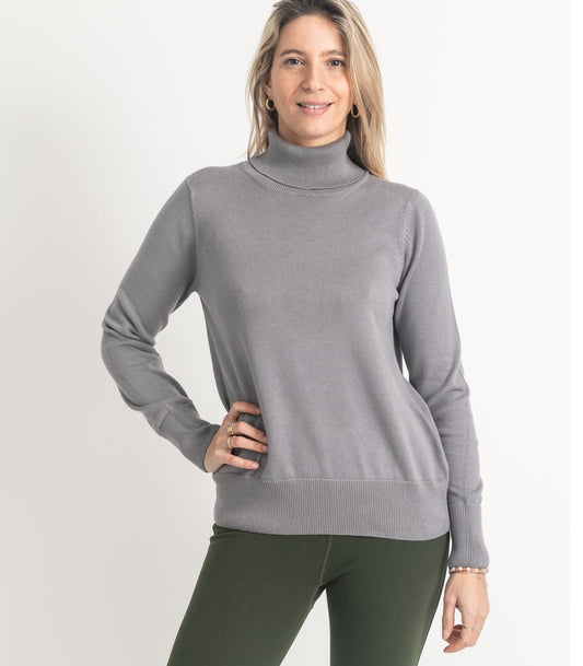 Bhumi Organic Cotton - Fine Knit Turtleneck Jumper - Titanium