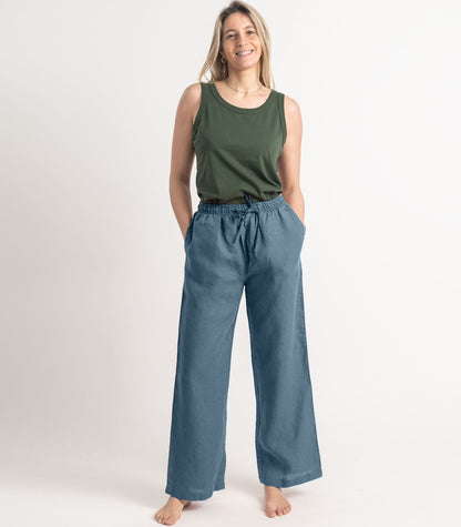 Bhumi Organic Cotton - Linen Pant - Indian Teal