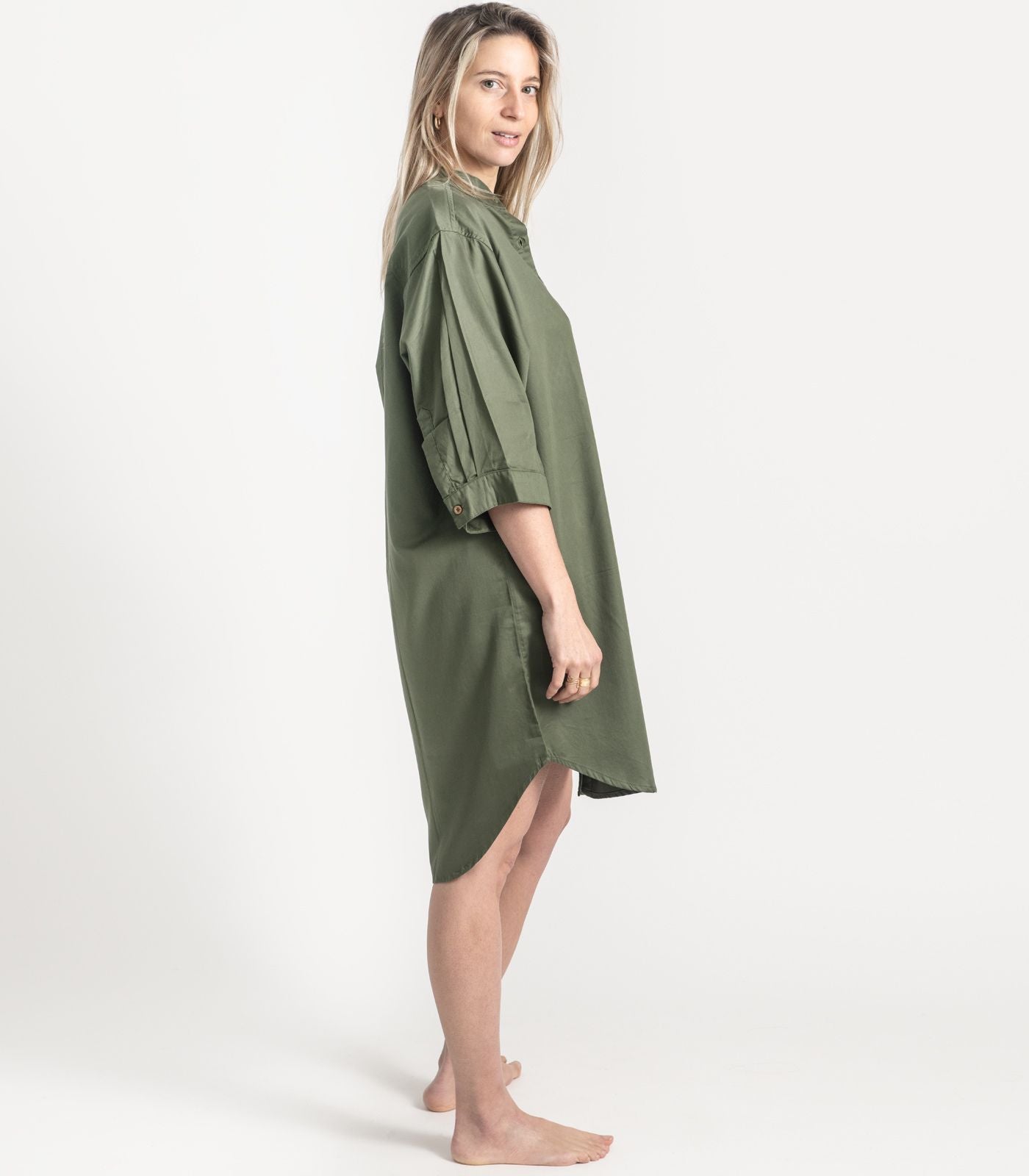 Bhumi Organic Cotton - Sateen Night Shirt - Bronze Green