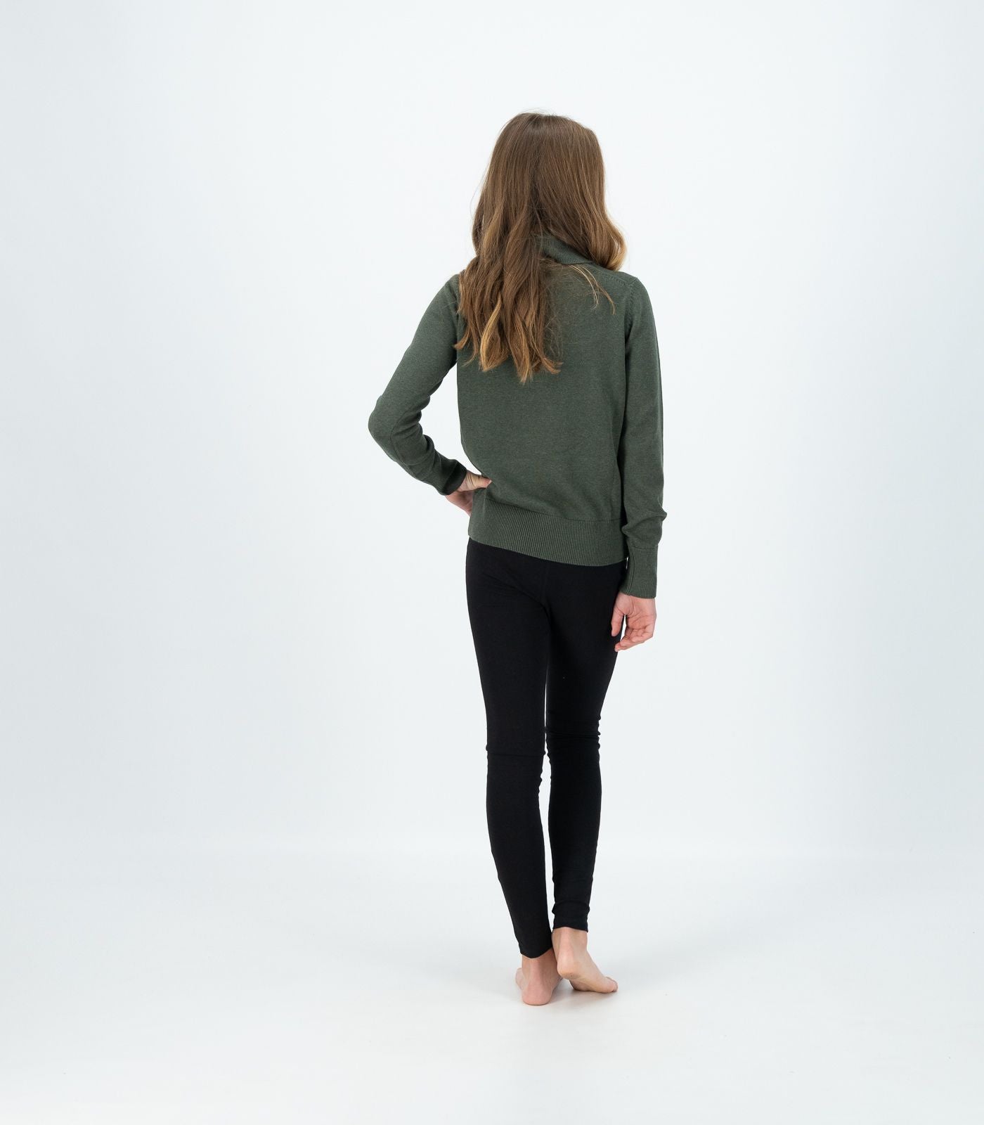 Bhumi Organic Cotton - Kid's Fine Knit Turtleneck Jumper - Olive