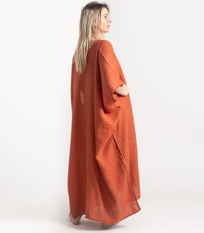 Bhumi Organic Cotton - Linen Kaftan - Rust