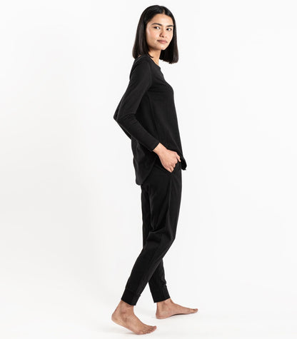 Bhumi Organic Cotton - Jersey Knit Long PJ Set - Black