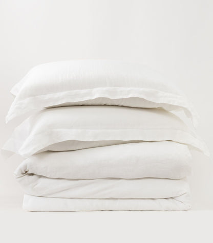 Bhumi Organic Cotton - Linen Plain Quilt Cover Set - White